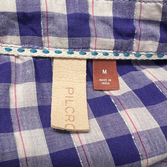 ANTHROPOLOGIE. Pilcro.NWOT. Western plaid button up shirt.Purple Blue Ombre. - Picture 7 of 8